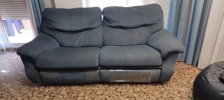 Conjunto Sofás 3 y 2 plazas azul tela