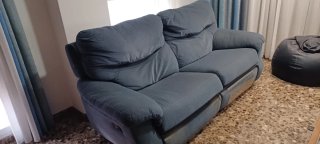 Conjunto Sofás 3 y 2 plazas azul tela
