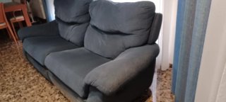 Conjunto Sofás 3 y 2 plazas azul tela