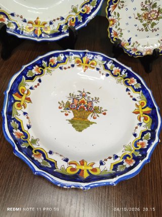 3 Platos Antiguos Cerámica Decorados estilo