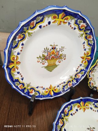 3 Platos Antiguos Cerámica Decorados estilo