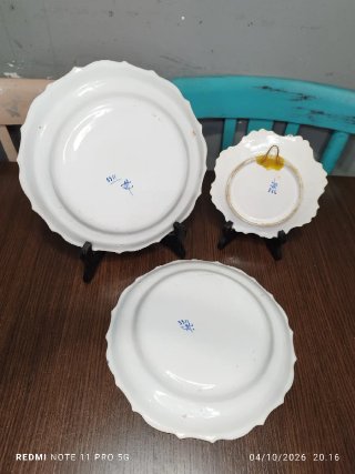 3 Platos Antiguos Cerámica Decorados estilo