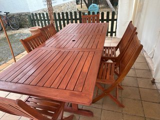 Tavolo da giardino in teak e 6 sedie Dimensioni aperte