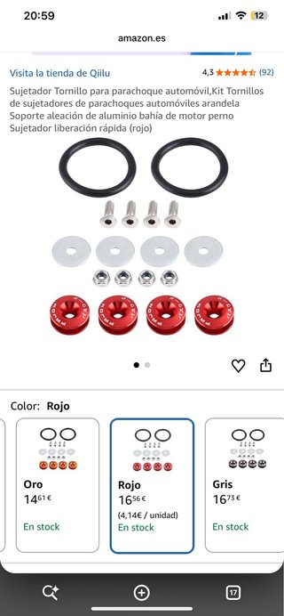 Kit de Sujetadores para Parachoques Rojo