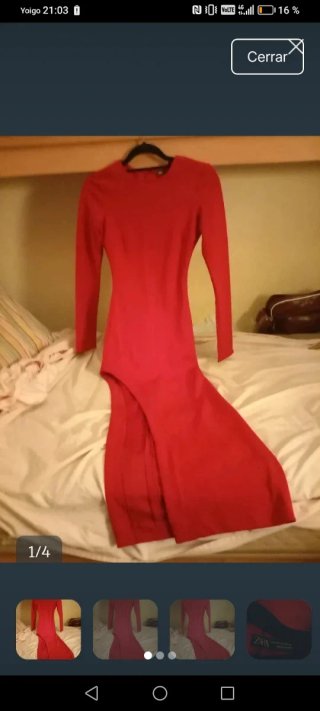 Vestido fiesta Zara rojo talla XS