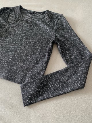 Top Crop Negro y Plateado Talla XS