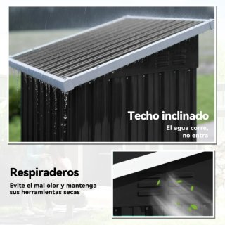 Casetta da giardino in metallo nero e bianco