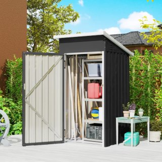 Casetta da giardino in metallo nero e bianco