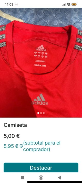 Camiseta de deporte Adidas roja