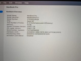 MacBook Pro m1 16GB/500 13'