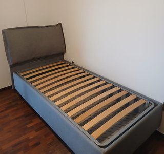 Letto singolo contenitore 90×200 grigio fumo