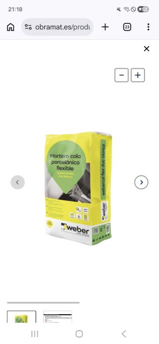 Cemento cola porcelánico Weber flexible