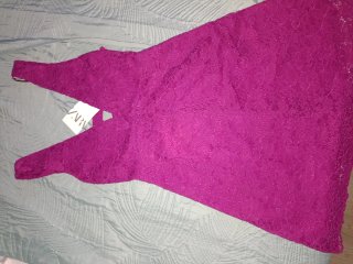 Vestido Zara Rosa fucsia de Encaje