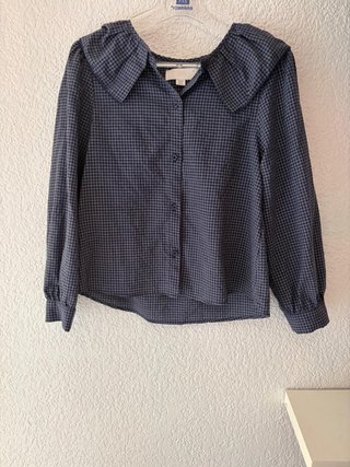 Blusa cuadros azul y gris