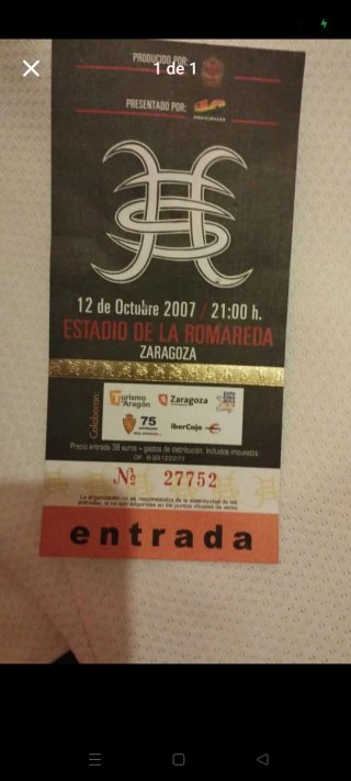 Entrada Concierto Héroes del Silencio 2007
