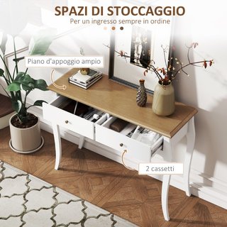 Tavolo Consolle Moderno con 2 Cassetti in Legno, 1