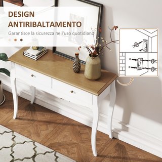 Tavolo Consolle Moderno con 2 Cassetti in Legno, 1