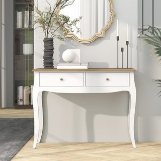 Tavolo Consolle Moderno con 2 Cassetti in Legno, 1