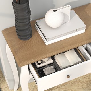 Tavolo Consolle Moderno con 2 Cassetti in Legno, 1