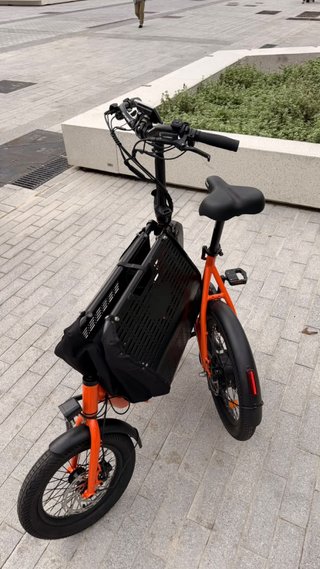 Bicicleta Eléctrica Cargo Plegable Naranja