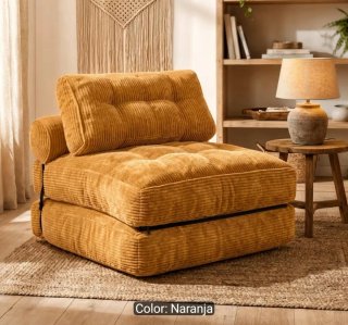 Sillón Cama de Pana Naranja