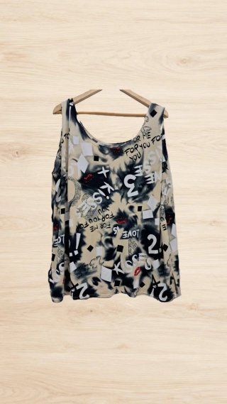 Camiseta de Tirantes Estampada Beige