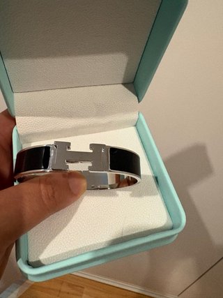 Brazalete Hermès Negro y Plateado