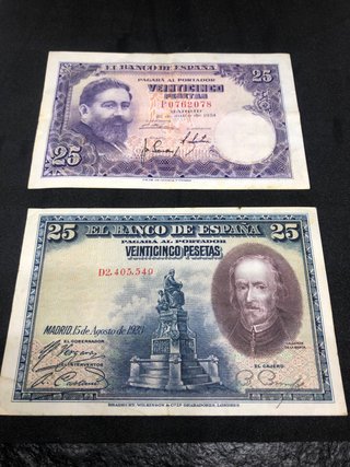Billetes 25 Pesetas El Banco de España