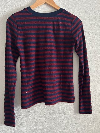 Camiseta rayas azul y roja manga larga