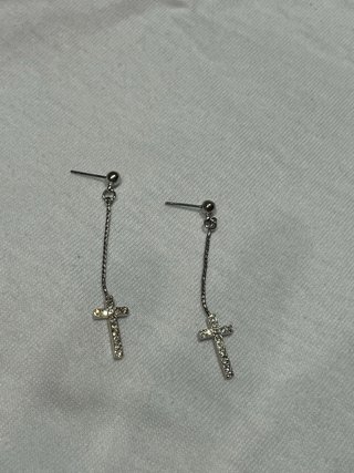 Pendientes Cruz Brillantes Plata