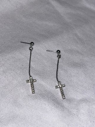 Pendientes Cruz Brillantes Plata