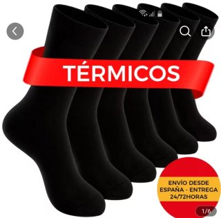 Pack de 6 Pares de Calcetines Térmicos Negros