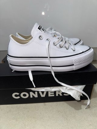 Converse All Star Blancas con Plataforma de Piel