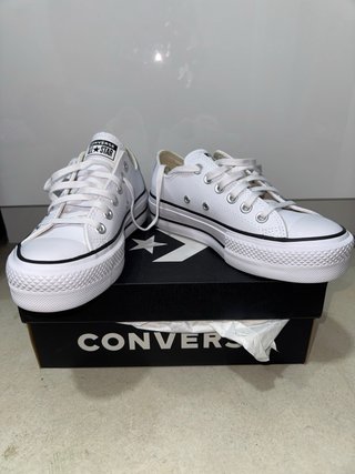 Converse All Star Blancas con Plataforma de Piel