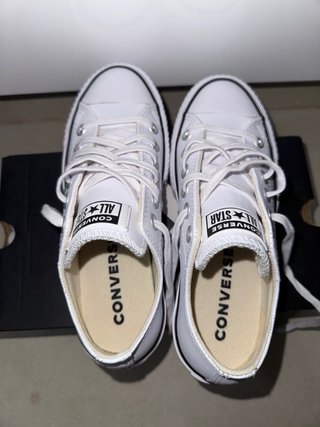 Converse All Star Blancas con Plataforma de Piel
