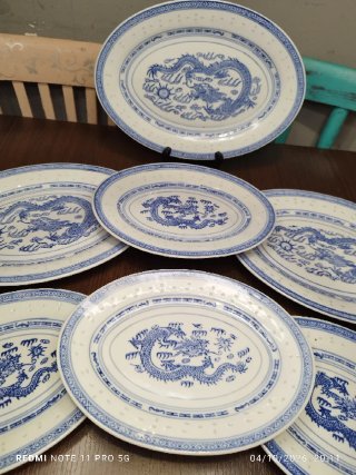 7 Bandejas Vintage Porcelana China Dragones