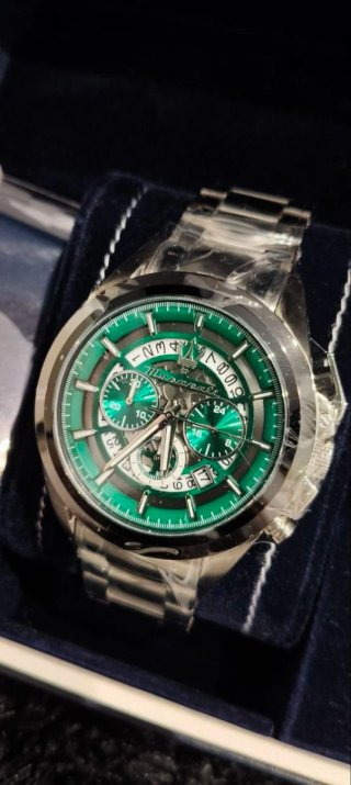 Reloj Maserati Cronógrafo Verde y Plateado