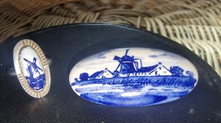 Anillo y Broche Vintage Delft Blue Plata