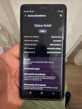 Samsung Galaxy Note 9 Negro