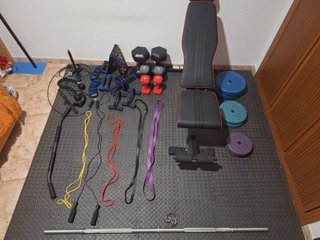 Set Entrenamiento Gimnasio Casa Mancuernas Banco