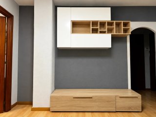Mueble de Salón Moderno Blanco y Madera