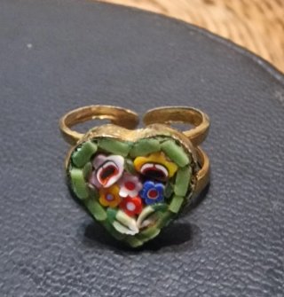 Anillo Vintage Corazón Micromosaico Italiano