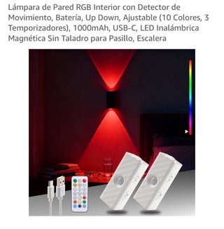 2 Lámparas de Pared LED RGB Inalámbricas