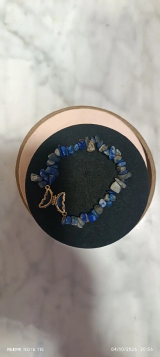 Pulsera de Piedra Natural con Dije de Mariposa