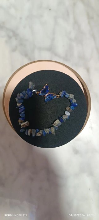 Pulsera de Piedra Natural con Dije de Mariposa