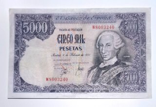 5000 Pesetas 1976 Serie W800