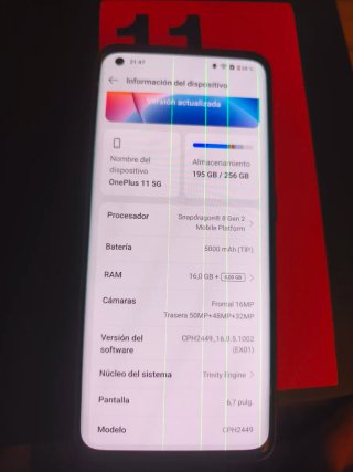 OnePlus 11 5G Negro 16g + 4g 256gb