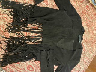 Cazadora Zara Piel Negra Talla S Flecos