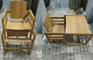 Trona convertible madera mesa y silla