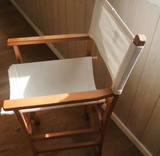 Silla Director Plegable Madera y Tela Blanca